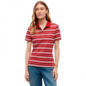 Tommy hilfiger 1985 Slim short sleeve polo - Red (Primary Red / Calico Rugby Stripe) дамски,блузи,с,яка,мъжки,блузи,с,яка,tommy,hilfiger,1985,slim,short,sleeve,polo,red,(primary,red,calico,rugby,stripe)