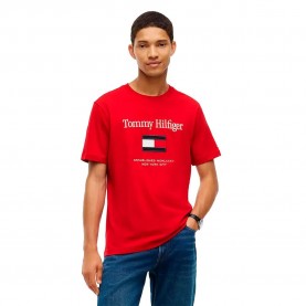 Тениска Tommy hilfiger Embroidery Flag short sleeve T-shirt - Red (Medium Red / White) тениска,мъжки,тениски,дамски,тениски,tommy,hilfiger,embroidery,flag,short,sleeve,t,shirt,red,(medium,red,white)
