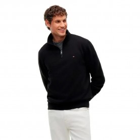 Блуза Tommy hilfiger Essential half zip sweatshirt - Black (Black / Black) блуза,мъжки,пуловери,tommy,hilfiger,essential,half,zip,sweatshirt,black,(black,black)