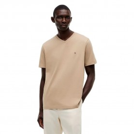 Тениска Tommy hilfiger Essential short sleeve v neck T-shirt - Beige (Batique Khaki) тениска,мъжки,тениски,дамски,тениски,tommy,hilfiger,essential,short,sleeve,v,neck,t,shirt,beige,(batique,khaki)