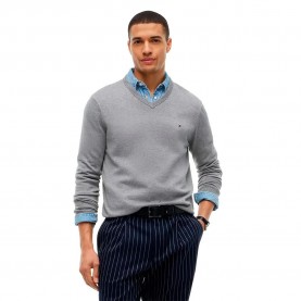 Блуза Tommy hilfiger Essential v neck sweater - Grey (Medium Grey Heather) блуза,мъжки,пуловери,дамски,пуловери,tommy,hilfiger,essential,v,neck,sweater,grey,(medium,grey,heather)