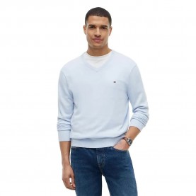Блуза Tommy hilfiger Essential v neck sweater - Blue (Sky Blue Heather) блуза,мъжки,пуловери,дамски,пуловери,tommy,hilfiger,essential,v,neck,sweater,blue,(sky,blue,heather)