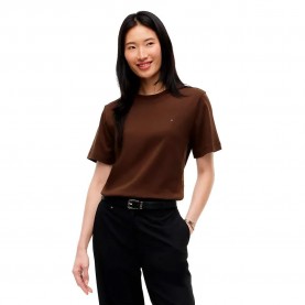 Тениска Tommy hilfiger Interlock Boxy Fit short sleeve T-shirt - Brown (Chocolate) тениска,мъжки,тениски,дамски,тениски,tommy,hilfiger,interlock,boxy,fit,short,sleeve,t,shirt,brown,(chocolate)