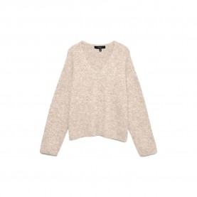 Блуза Vero moda Berry v neck sweater - Beige (Birch / Detail 058) блуза,мъжки,пуловери,дамски,пуловери,vero,moda,berry,v,neck,sweater,beige,(birch,detail,058)
