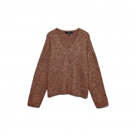 Блуза Vero moda Berry v neck sweater - Brown (Cocoa Brown / Detail 4109) блуза,мъжки,пуловери,дамски,пуловери,vero,moda,berry,v,neck,sweater,brown,(cocoa,brown,detail,4109)