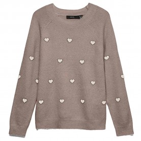 блуза,мъжки,пуловери,дамски,пуловери,vero,moda,doffy,intarsia,maternity,sweater,brown,(moon,rock,detail,white,hearts)