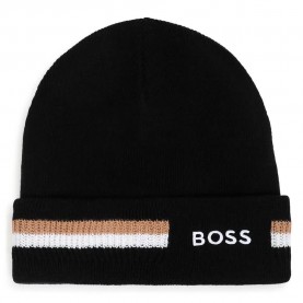 Юношеска шапка BOSS J53586 junior beanie - Black (Black) юношеска,шапка,всички,шапки,boss,j53586,junior,beanie,black,(black)