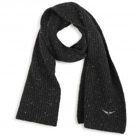 Шал Zadig & voltaire X60876 scarf - Black (Heather Gray) шал,ръкавици,шапки,и,шалове,zadig,&,voltaire,x60876,scarf,black,(heather,gray)