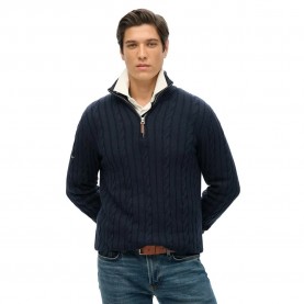 Блуза Superdry Cotton Classic Cable half zip sweater refurbished - Blue (Navy) блуза,мъжки,пуловери,дамски,пуловери,superdry,cotton,classic,cable,half,zip,sweater,refurbished,blue,(navy)
