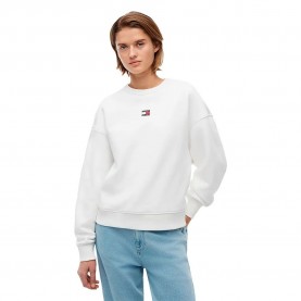 Блуза Tommy jeans Bxy Badge Crew sweatshirt - White (Ecru) блуза,дамски,блузи,tommy,jeans,bxy,badge,crew,sweatshirt,white,(ecru)