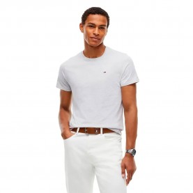 Тениска Tommy jeans DM0DM04411 short sleeve T-shirt - White / Grey (Ice Grey Heather) тениска,мъжки,тениски,дамски,тениски,tommy,jeans,dm0dm04411,short,sleeve,t,shirt,white,grey,(ice,grey,heather)