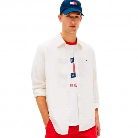 Риза с дълъг ръкав Tommy jeans DM0DM22761 Linen long sleeve shirt - White (Ecru) риза,с,дълъг,ръкав,дамски,ризи,мъжки,ризи,tommy,jeans,dm0dm22761,linen,long,sleeve,shirt,white,(ecru)