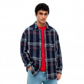 Карирана риза Tommy jeans DM0DM23135 overshirt - Blue (Dark Night Navy Check) карирана,риза,мъжки,якета,дамски,якета,и,палта,tommy,jeans,dm0dm23135,overshirt,blue,(dark,night,navy,check)