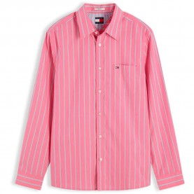 Риза с дълъг ръкав Tommy jeans DM0DM23527 long sleeve shirt - Pink (Pink Alert Stripes) риза,с,дълъг,ръкав,дамски,ризи,мъжки,ризи,tommy,jeans,dm0dm23527,long,sleeve,shirt,pink,(pink,alert,stripes)