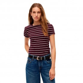 Тениска Tommy jeans DW0DW17383 short sleeve T-shirt - Purple (Calypso Berry / Pink Stripe) тениска,мъжки,тениски,дамски,тениски,tommy,jeans,dw0dw17383,short,sleeve,t,shirt,purple,(calypso,berry,pink,stripe)
