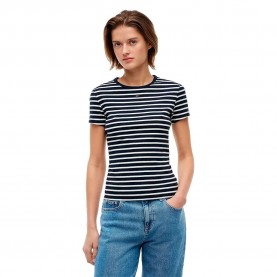 Тениска Tommy jeans DW0DW17383 short sleeve T-shirt - Blue (Dark Night Navy / Stripe) тениска,мъжки,тениски,дамски,тениски,tommy,jeans,dw0dw17383,short,sleeve,t,shirt,blue,(dark,night,navy,stripe)