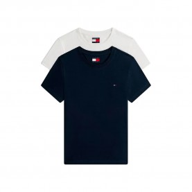 Тениска Tommy jeans DW0DW21366 short sleeve T-shirt 2 units - White / Blue (Ecru / Dark Night Navy) тениска,мъжки,тениски,дамски,тениски,tommy,jeans,dw0dw21366,short,sleeve,t,shirt,2,units,white,blue,(ecru,dark,night,navy)