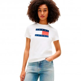 Тениска Tommy jeans DW0DW22562 short sleeve T-shirt - White (Ecru) тениска,мъжки,тениски,дамски,тениски,tommy,jeans,dw0dw22562,short,sleeve,t,shirt,white,(ecru)