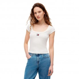 Тениска Tommy jeans DW0DW22793 short sleeve T-shirt - White (Ancient White) тениска,мъжки,тениски,дамски,тениски,tommy,jeans,dw0dw22793,short,sleeve,t,shirt,white,(ancient,white)