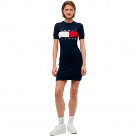Рокля Tommy jeans DW0DW22853 short sleeve short dress - Blue (Dark Night Navy) рокля,дамски,поли,и,рокли,tommy,jeans,dw0dw22853,short,sleeve,short,dress,blue,(dark,night,navy)