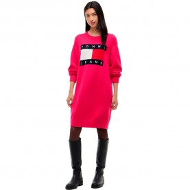 Рокля Tommy jeans DW0DW23315 long sleeve short dress - Pink (Bright Cerise Pink) рокля,дамски,поли,и,рокли,tommy,jeans,dw0dw23315,long,sleeve,short,dress,pink,(bright,cerise,pink)