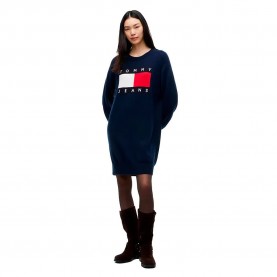 Рокля Tommy jeans DW0DW23315 long sleeve short dress - Blue (Dark Blue) рокля,дамски,поли,и,рокли,tommy,jeans,dw0dw23315,long,sleeve,short,dress,blue,(dark,blue)
