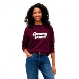 Блуза Tommy jeans DW0DW23306 sweatshirt - Purple (Calypso Berry) блуза,дамски,блузи,tommy,jeans,dw0dw23306,sweatshirt,purple,(calypso,berry)