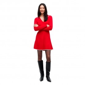 Рокля Tommy jeans DW0DW23328 long sleeve short dress - Red (Lavish Red) рокля,дамски,поли,и,рокли,tommy,jeans,dw0dw23328,long,sleeve,short,dress,red,(lavish,red)