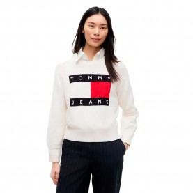 Блуза Tommy jeans DW0DW23450 sweater - White (Off White) блуза,мъжки,пуловери,дамски,пуловери,tommy,jeans,dw0dw23450,sweater,white,(off,white)