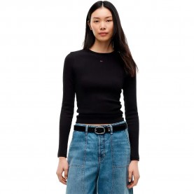 тениска,мъжки,тениски,дамски,тениски,tommy,jeans,essential,rib,long,sleeve,t,shirt,black,(black)
