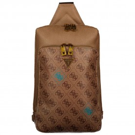 Guess Milano crossbody refurbished - Brown (BeigeBlue) всички,чанти,guess,milano,crossbody,refurbished,brown,(beigeblue)