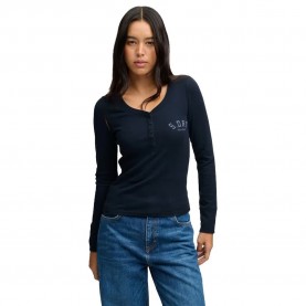 Тениска Superdry Athletic Button Down long sleeve T-shirt - Blue (Eclipse Navy) тениска,мъжки,тениски,дамски,тениски,superdry,athletic,button,down,long,sleeve,t,shirt,blue,(eclipse,navy)