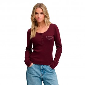 Тениска Superdry Athletic Button Down long sleeve T-shirt - Purple (Port Red) тениска,мъжки,тениски,дамски,тениски,superdry,athletic,button,down,long,sleeve,t,shirt,purple,(port,red)