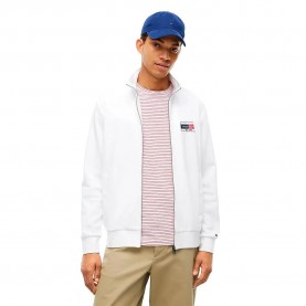 Блуза Tommy hilfiger Brand Love Small Flag full zip sweater - White (White) блуза,мъжки,пуловери,дамски,пуловери,tommy,hilfiger,brand,love,small,flag,full,zip,sweater,white,(white)