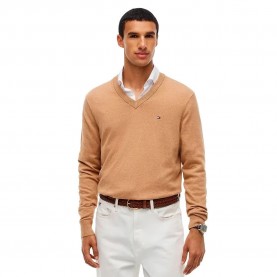 Блуза Tommy hilfiger MW0MW28047 Cashmere v neck sweater - Brown (Safari Canvas Heather) блуза,мъжки,пуловери,дамски,пуловери,tommy,hilfiger,mw0mw28047,cashmere,v,neck,sweater,brown,(safari,canvas,heather)