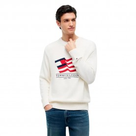 Блуза Tommy hilfiger MW0MW43386 sweater - White (Ivory Petal) блуза,мъжки,пуловери,дамски,пуловери,tommy,hilfiger,mw0mw43386,sweater,white,(ivory,petal)