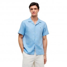 Риза с къс ръкав Tommy hilfiger MW0MW44266 Linen short sleeve shirt - Blue (Cloudy Blue) риза,с,къс,ръкав,дамски,ризи,мъжки,ризи,tommy,hilfiger,mw0mw44266,linen,short,sleeve,shirt,blue,(cloudy,blue)