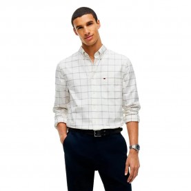 Карирана риза Tommy hilfiger MW0MW44574 long sleeve shirt - White (White Check) карирана,риза,дамски,ризи,мъжки,ризи,tommy,hilfiger,mw0mw44574,long,sleeve,shirt,white,(white,check)
