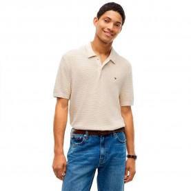 Tommy hilfiger MW0MW44761 short sleeve polo - Beige (Heathered Oatmilk) дамски,блузи,с,яка,мъжки,блузи,с,яка,tommy,hilfiger,mw0mw44761,short,sleeve,polo,beige,(heathered,oatmilk)