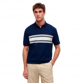 Tommy hilfiger Placed Breton Classic Fit short sleeve polo - Blue (Carbon Navy) дамски,блузи,с,яка,мъжки,блузи,с,яка,tommy,hilfiger,placed,breton,classic,fit,short,sleeve,polo,blue,(carbon,navy)
