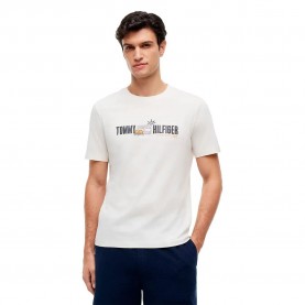 Тениска Tommy hilfiger Summer Chest Regular short sleeve T-shirt - White (Ivory Petal) тениска,мъжки,тениски,дамски,тениски,tommy,hilfiger,summer,chest,regular,short,sleeve,t,shirt,white,(ivory,petal)