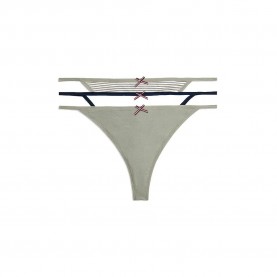 Tommy hilfiger UW0UW06666 thong 3 units - Multicolor (Utility Sage / Utility Sage Stripe / White) дамско,бельо,дамски,бикини,и,танкини,tommy,hilfiger,uw0uw06666,thong,3,units,multicolor,(utility,sage,utility,sage,stripe,white)