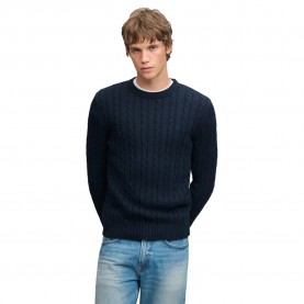 Блуза Superdry Cotton Cable Knit Crew sweater - Blue (Eclipse Navy) блуза,мъжки,пуловери,дамски,пуловери,superdry,cotton,cable,knit,crew,sweater,blue,(eclipse,navy)
