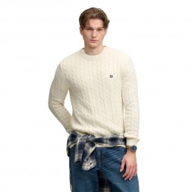 Блуза Superdry Cotton Cable Knit Crew sweater - Beige (Ecru) блуза,мъжки,пуловери,дамски,пуловери,superdry,cotton,cable,knit,crew,sweater,beige,(ecru)