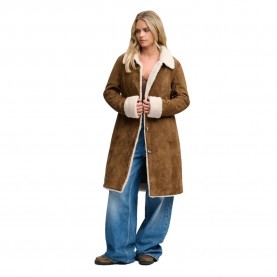 Яке Superdry Faux Shearling Longline jacket - Brown (Antique Bronze) яке,мъжки,якета,дамски,якета,и,палта,superdry,faux,shearling,longline,jacket,brown,(antique,bronze)