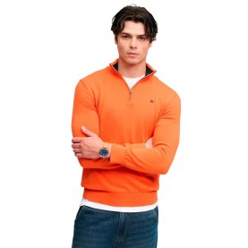 Блуза Superdry Prep Essential Cotton half zip sweater - Orange (Orange) блуза,мъжки,пуловери,дамски,пуловери,superdry,prep,essential,cotton,half,zip,sweater,orange,(orange)