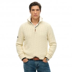 Блуза Superdry Preppy Cotton Cable half zip sweater - Beige (Cream) блуза,мъжки,пуловери,дамски,пуловери,superdry,preppy,cotton,cable,half,zip,sweater,beige,(cream)