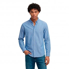 Риза с дълъг ръкав Superdry Preppy Oxford long sleeve shirt - Blue (Twin Chalk Blue Stripe) риза,с,дълъг,ръкав,дамски,ризи,мъжки,ризи,superdry,preppy,oxford,long,sleeve,shirt,blue,(twin,chalk,blue,stripe)