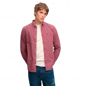 Карирана риза Superdry Preppy Poplin long sleeve shirt - Pink (Glen Red Check) карирана,риза,дамски,ризи,мъжки,ризи,superdry,preppy,poplin,long,sleeve,shirt,pink,(glen,red,check)