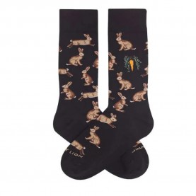 Чорапи Jimmy lion Rabbits And Carrot long socks - Black (Black) чорапи,мъжки,чорапи,дамски,чорапи,jimmy,lion,rabbits,and,carrot,long,socks,black,(black)